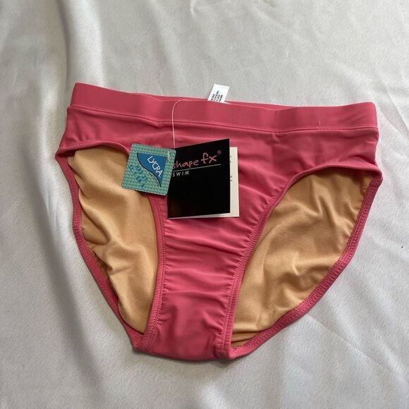 NWT Newport News Shape FX Pink Bathing Suit Bottoms Sz 8 High Cut 90s 2000s Y2K - Picture 1 of 5